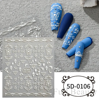 Stickers for Nails Marine Punk Black Line Design Art Slider Party Cool Decoration Adhesive Decal Emboss DIY Manicure Accessories