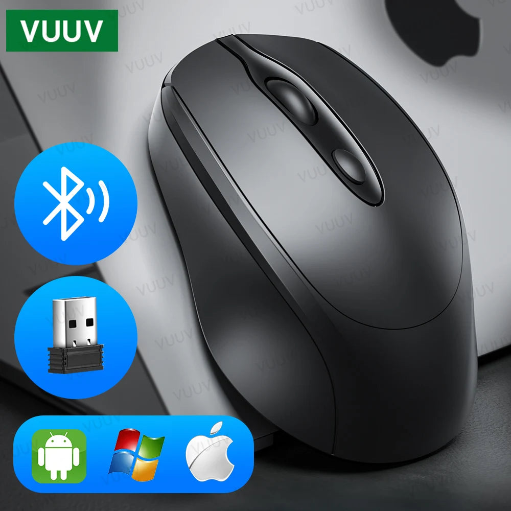 Ergonomic Wireless Bluetooth Mouse 1600DPI for MacBook Tablet Computer Laptop Rechargeable Mouse 2.4GHz USB PC Setup Accessories