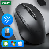 Ergonomic Wireless Bluetooth Mouse 1600DPI for MacBook Tablet Computer Laptop Rechargeable Mouse 2.4GHz USB PC Setup Accessories