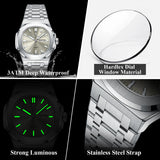 POEDAGAR Luxury Military Men's Watch Square Waterproof Luminous Date Week Men Watch Stainless Steel Quartz Men's Watches Reloj+box