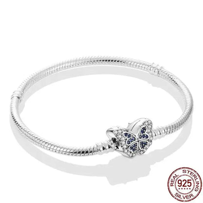 Original 925 Silver Bracelet Snake Chain 17-20 Evil Eye Heart Star Zircon For Charms Beads Pendant Anniversary Jewelry Making Gifts 