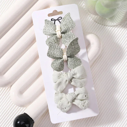 4Pcs/set Cute Baby Girls Knitting Headwear Handmade Crochet Butterfly Alloy Hairs Clips Kids Hairpins Fashion Desgin Headwear