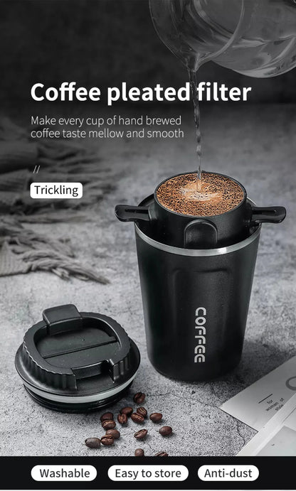 Filtro de café portátil de acero inoxidable 304, soporte para café y té, taza reutilizable, juego de taza de té con gotero, cafetera, utensilios de café