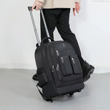 Large Capacity Travel Backpack With Wheels, Multi Layer Trolley Luggage Bag, Multifunctional Weekender Overnight Bag Rucksack
