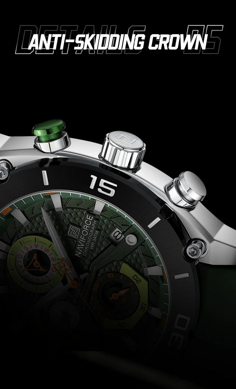 NAVIFORCE Sport Watch for Men Waterproof Quartz Wristwatch Chronograph Military Clock With Luminous Reloj Hombre Male Gift 2024