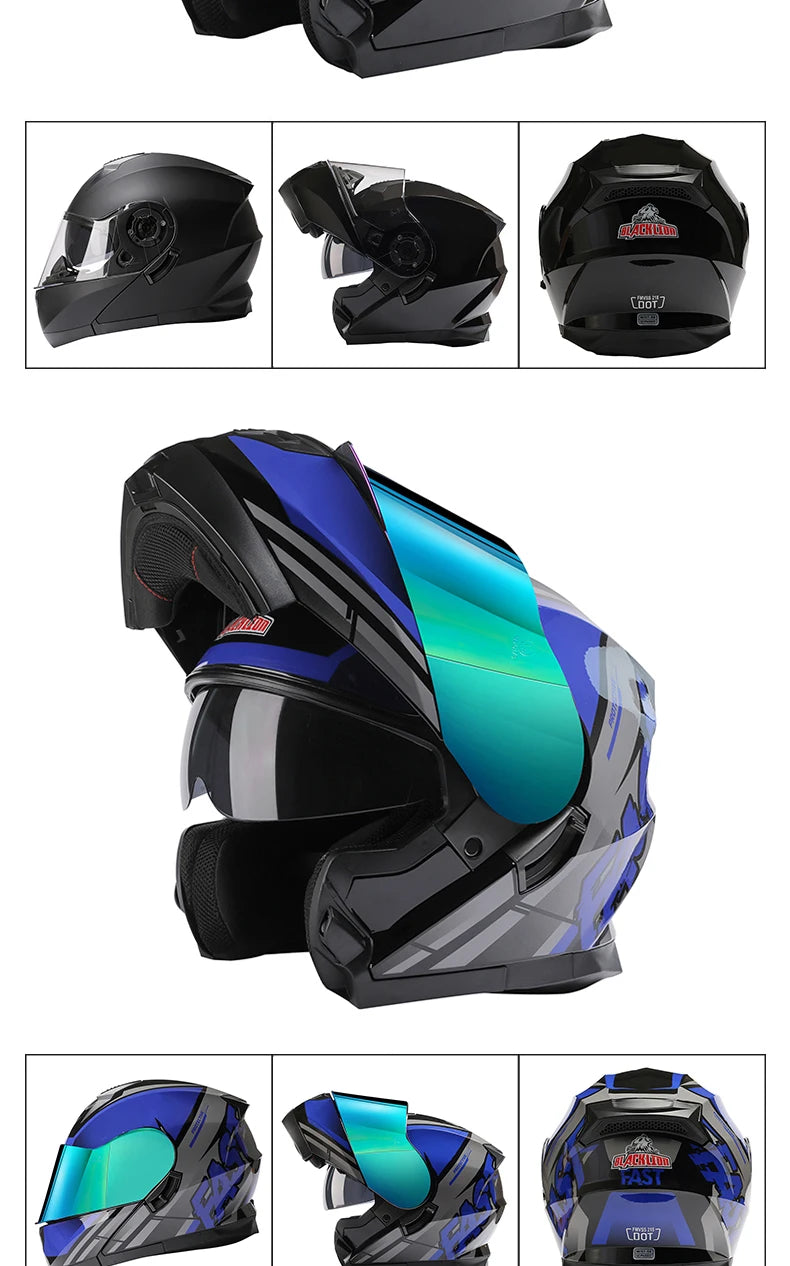 BLD Modular Motorcycle Full Face Helmet ECE Flip-up Double Anti-Fog Visor Purple Bird Sport Design In Stock Adult Men and Women