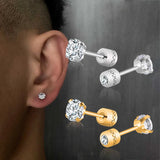 Stainless Steel Crystal Earrings for Men and Women, Non-Fading Earrings, Jewelry, 1 Pair