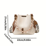 New Fashion Women's Shoulder Bag Large Capacity Ribbon Chain Bucket Bag Crossbody Bag for Daily Commuting