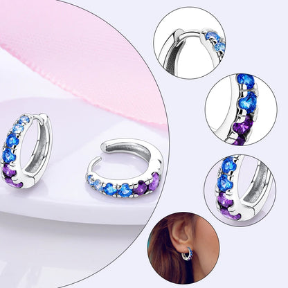 925 Sterling Silver Hypoallergenic Hoops Earrings com zircônia, jóias elegantes para mulheres e meninas, alta qualidade