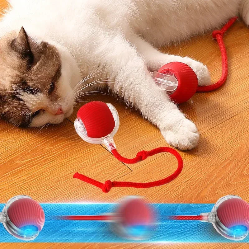 Juguetes eléctricos de pelota para gatos, bola rodante automática, cola sintética, recargable, juguete interactivo inteligente para mascotas, adiestramiento de perros y gatos, ratón de imitación