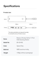 Baseus USB Hub DP 4K Dual HDMI Adapter 11 in 1 Splitter RJ45 USB 3.0 PD 100W Docking Station for MacBook Pro Air M2 M1 USB C HUB