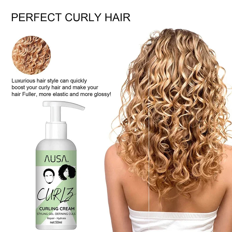 Crema para rizar el cabello de 50 ml, previene la rotura, antifrizz, elasticidad, loción potenciadora, moldeadora, suave, hidratante, cuidado del cabello