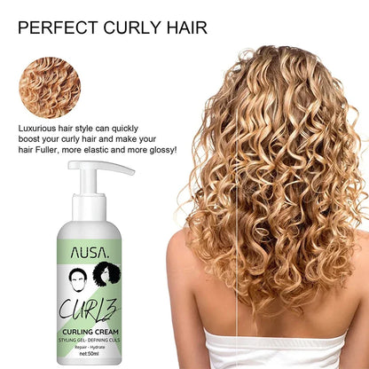Crema para rizar el cabello de 50 ml, previene la rotura, antifrizz, elasticidad, loción potenciadora, moldeadora, suave, hidratante, cuidado del cabello
