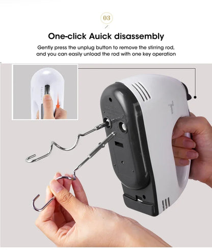 Household Electric Mixer Handheld Kitchen Food Mixer Multifunctional Adjustable 7-speed Egg Cream Dough Bread Mixer Grinder