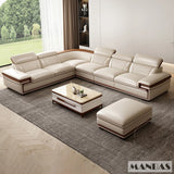MINGDIBAO Premium Italian Genuine Leather Sofa Set for Living Room with Adjustable Headrests, Bluetooth Speaker, Wireless Charge