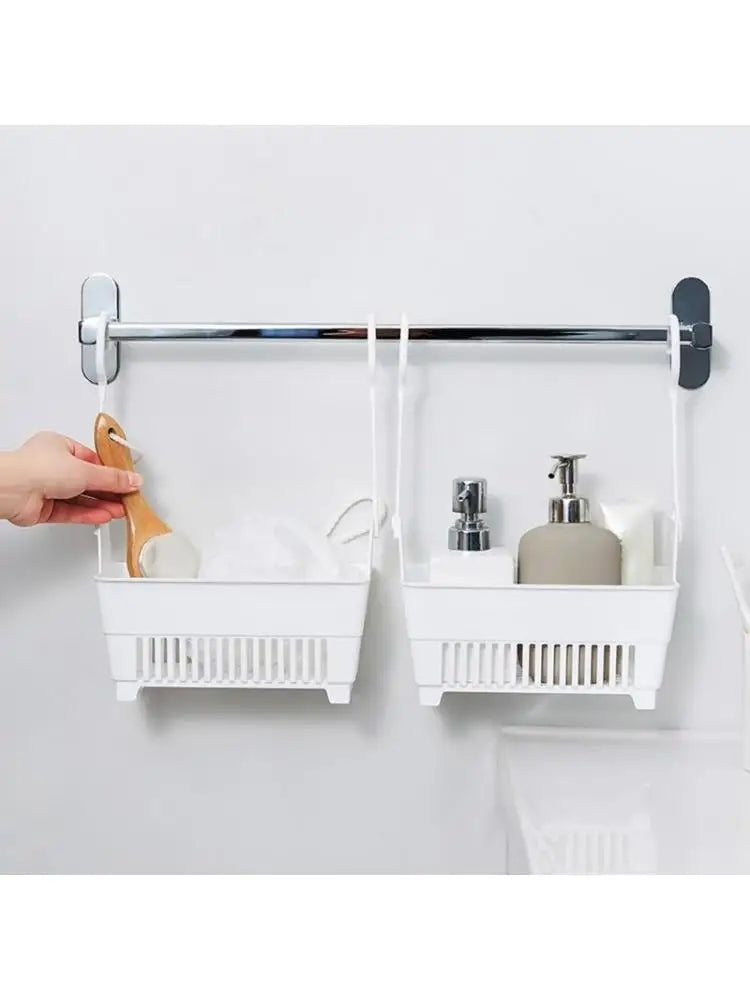 Sundries Hanging Basket Storage Drain Bag Shower Baskets with Hook Makeup for Kitchen Bathroom