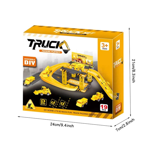 Children Track Parking Toys Multi-storey Parking Building Fire Police Engineering Dinosaur Car Car Toys 