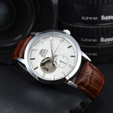 Orient Double Lion Watch Japanese Fully Automatic Mechanical Watch Hollowed Out Business Men's Watch Leather Strap