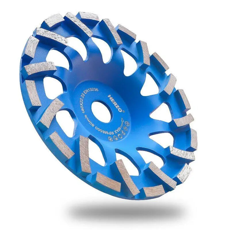 Disco de copa de diamante HERZO de 7"/180 mm con turbo segmentado para pulir hormigón, mampostería y mármol.