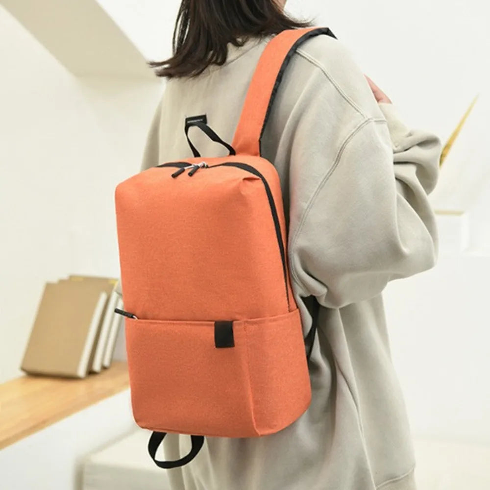 Portable Large Capacity Small Backpack Solid Color Waterproof Travel Bag Multiple Pockets Unisex School Bags Travel
