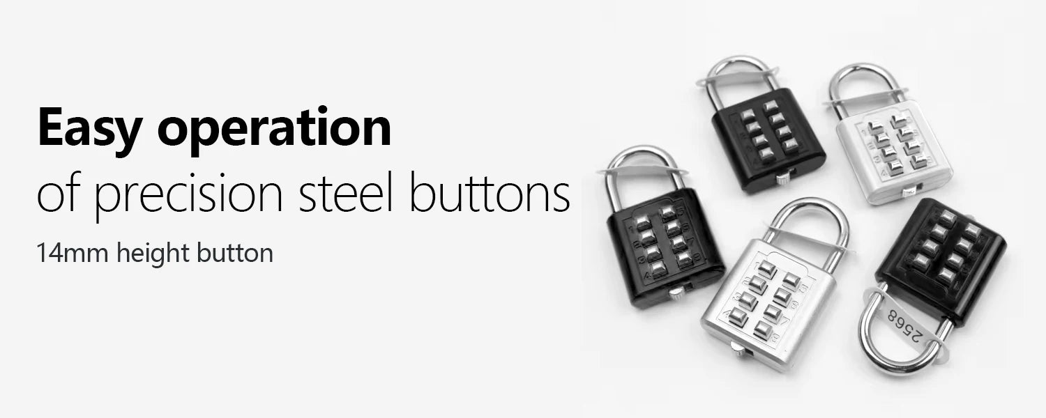 8-Digit Combination Outdoor Button Waterproof Fixed Random Code Padlock Zinc Alloy Luggage Travel Smart Lock With Key Anti-Theft