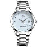 Orient Automatic Men's Watch, Black Dial Stainless Steel Band, Water Resistant Classic Business Wristwatch with Date Display