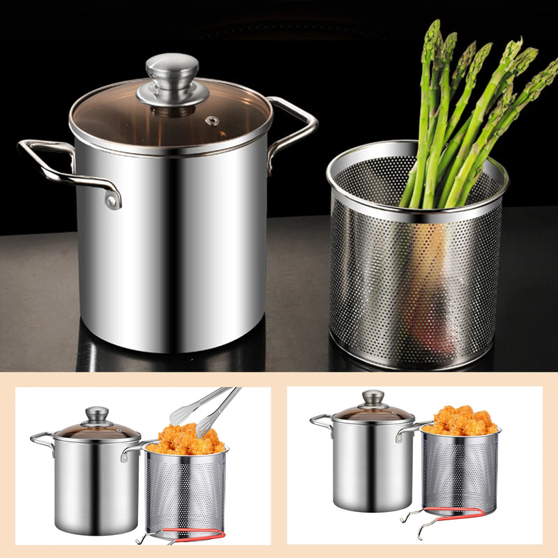 Deep Frying Pot Stainless Steel Fryer Pan Fry Pot with Basket and Lid Food Grade Deep Fryer Chicken Fried Chicken Cooking Tools