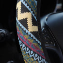 1 linen breathable fabric Bohemian style automotive supplies without inner ring steering wheel cover fits 14.5-15 inches