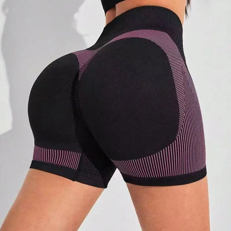Pantalones cortos de entrenamiento de cintura alta para mujer, mallas sin costuras que levantan los glúteos y controlan el abdomen, pantalones cortos de yoga cómodos con fruncido y efecto sonrisa.
