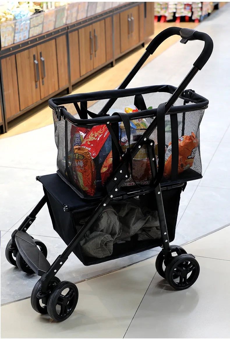 Supermarket Folding Multi-functional Travel Vehicle Can Be Separated Shopping Cart Picnic Camping Portable Outdoor Pet Supplies