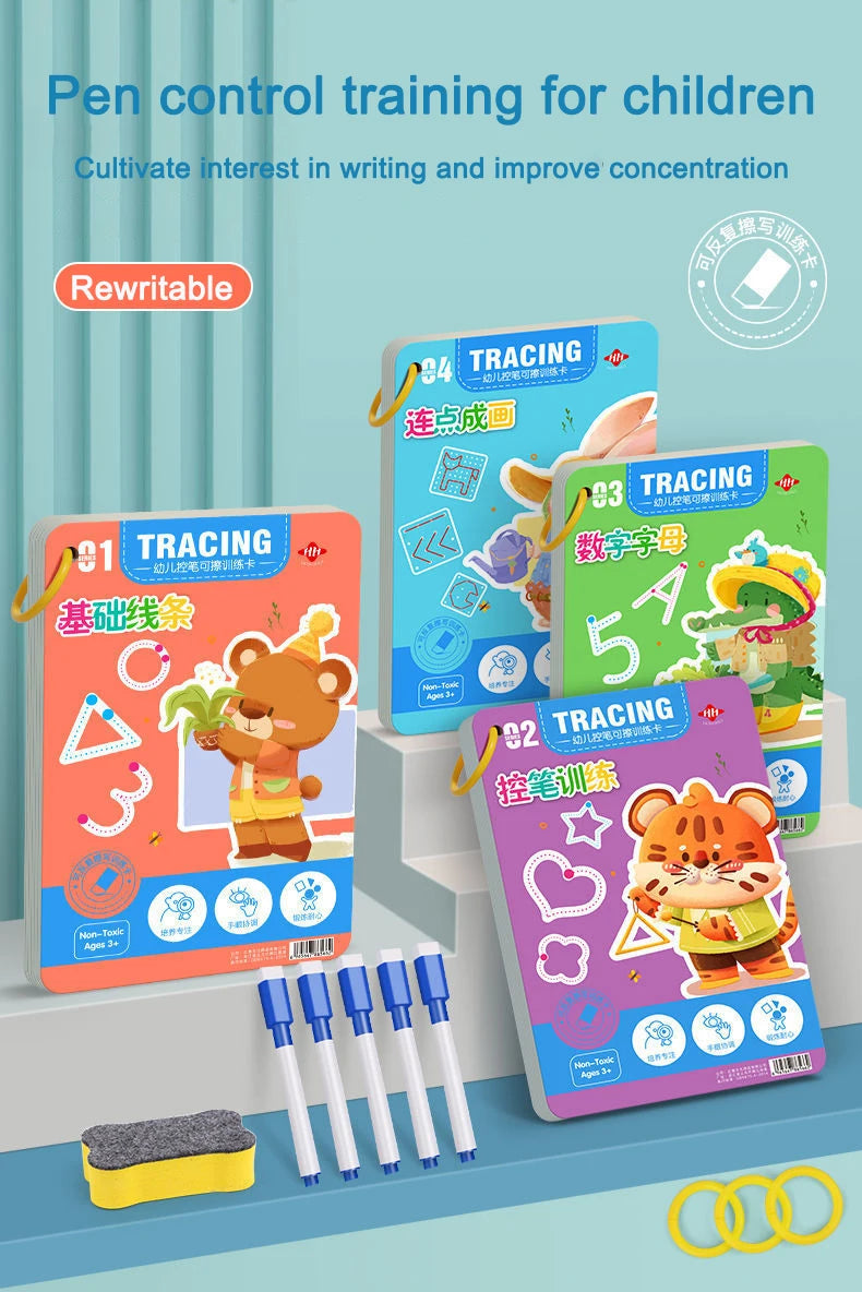 Reusable Magic Practice Copybook Control Training Book Magical Tracing Workbook Children Montessori Drawing Education Stationery