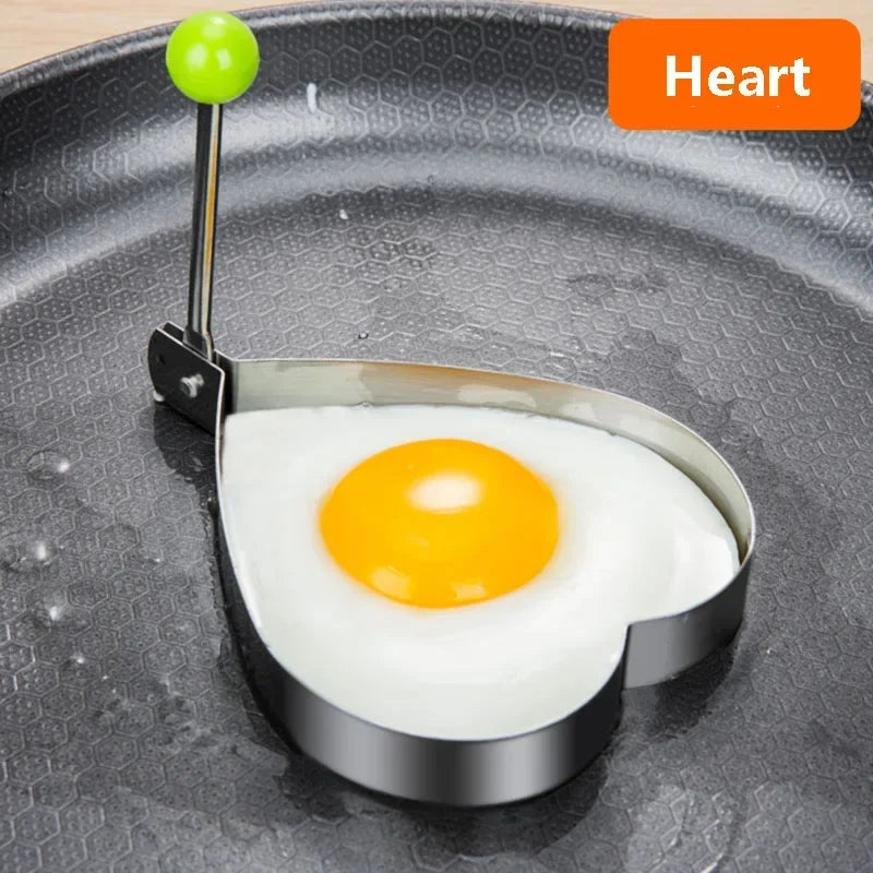 Nuevo molde de acero inoxidable para huevos fritos, forma de corazón, para hacer panqueques, para el desayuno, para hornear tortillas, herramientas de cocina, accesorios de cocina, gadget
