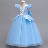 Disney Deluxe Elegant Cinderella Princess Ball Gown Fancy Birthday Cinderella Party Dress Vestidos Costume Play Carnival Apparel