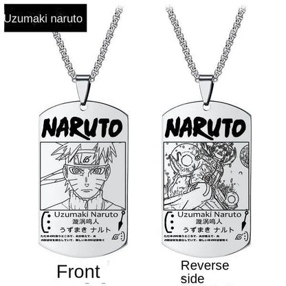 Collar con colgante de Naruto, periféricos de Anime bidimensionales, colgantes y collares de Sasuke, collar de acero inoxidable de hurón para hombre