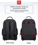 Large Capacity Travel Backpack With Wheels, Multi Layer Trolley Luggage Bag, Multifunctional Weekender Overnight Bag Rucksack
