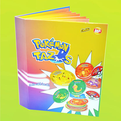 Caja de 100/160 tazos de Pokémon de 1.ª y 2.ª generación, colección de cartas redondas y cuadradas 3D, álbum de entrenadores, Pogs, Cheetos, Chipitaps