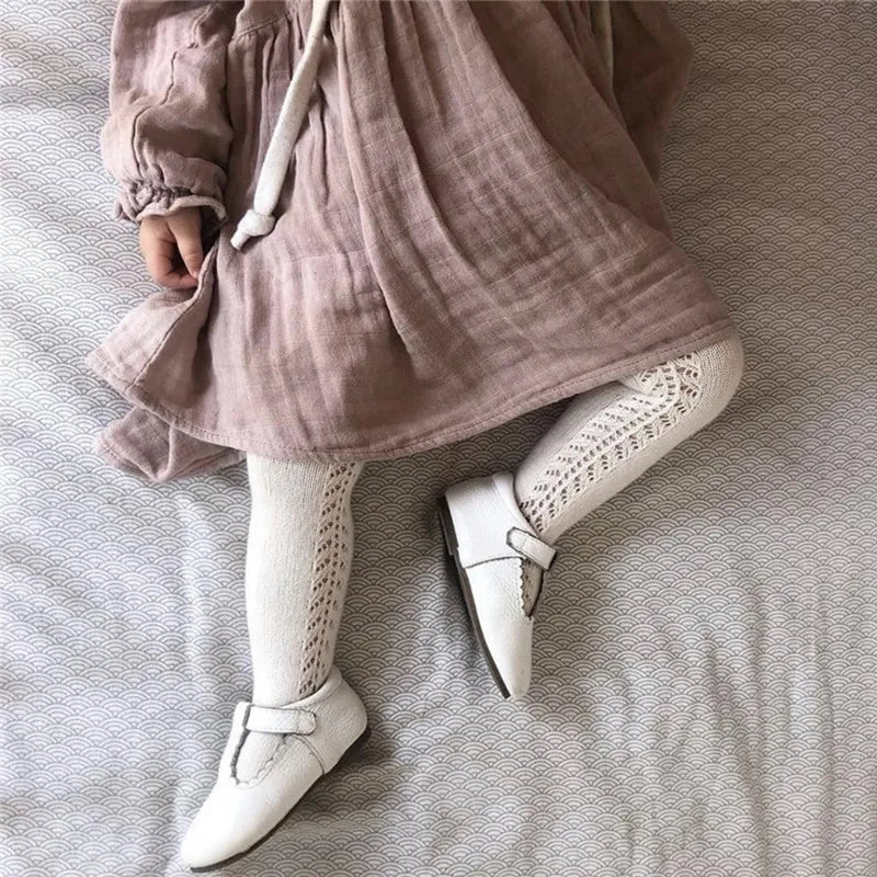 Medias de algodón para bebés y niñas, medias para niños pequeños, transpirables, sólidas, bonitas, pantimedias de princesa de estilo español