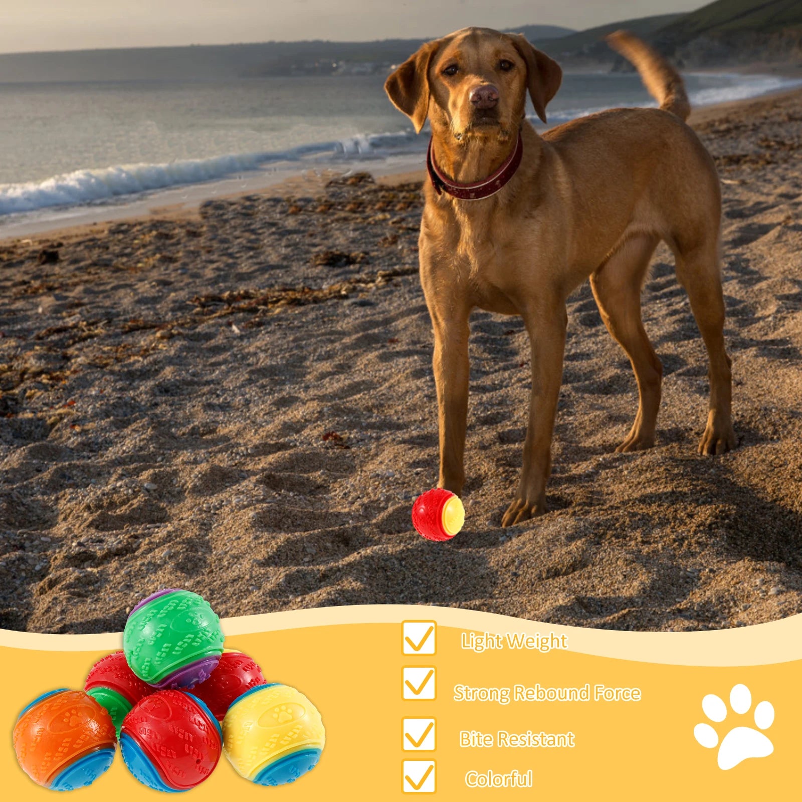 6Pcs Squeaky Balls Toys Dogs Interactive Toys TPR Dog Chew Toy for Dog Pet Teeth Cleaning Bite Resistance  Pet Supplies