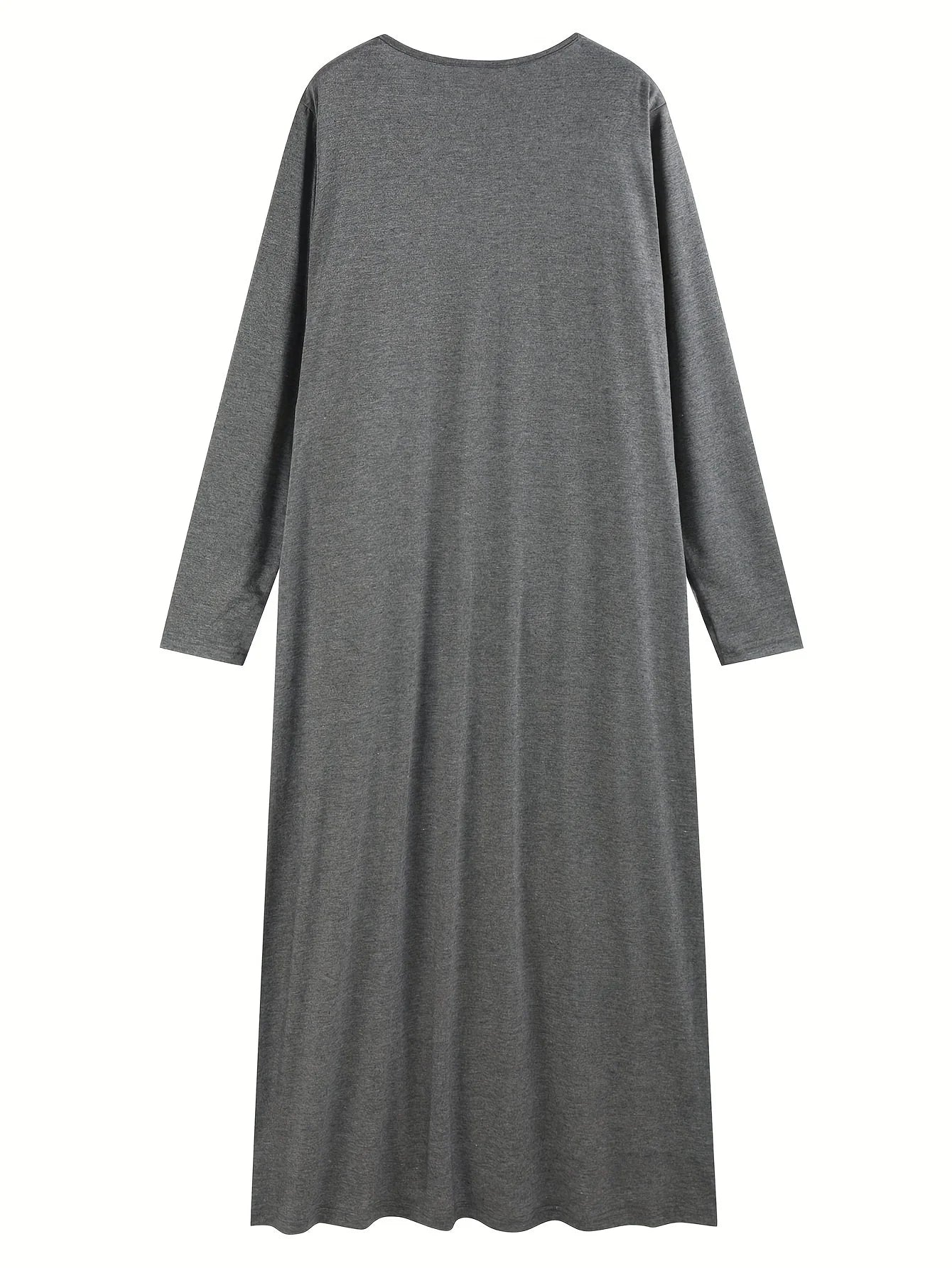 Vestido de talla grande con ribete de volantes, vestido informal de manga larga con cuello redondo, ropa de talla grande para mujer