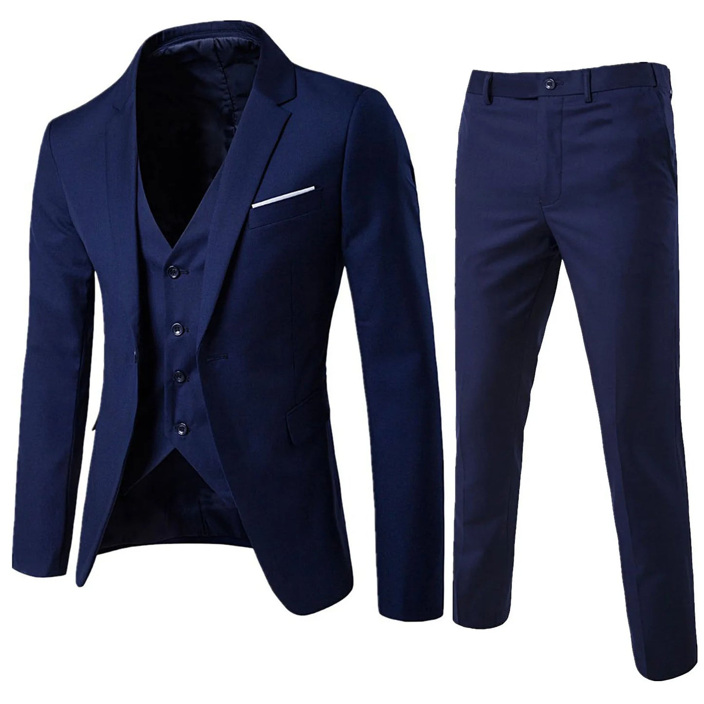 3pcs Suit Men Slim Formal Suit Solid Color Blazer Vest Pants Set 3 Piece Mens Suit Business Suit costume homme костюм мужской