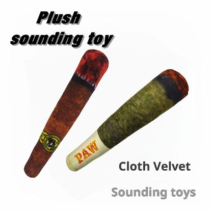 Juguete de peluche con sonido de cigarro para perros, juguete para cachorros con palo verde, juguete para morder con chirrido, relleno crudo, para articulaciones de perro.