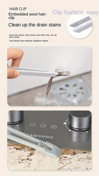Multipurpose Bathroom Tile Floor Gap Cleaning Brush Rotating Crevice Brushes with Dead End Strong Bristles Cleaning Supplies