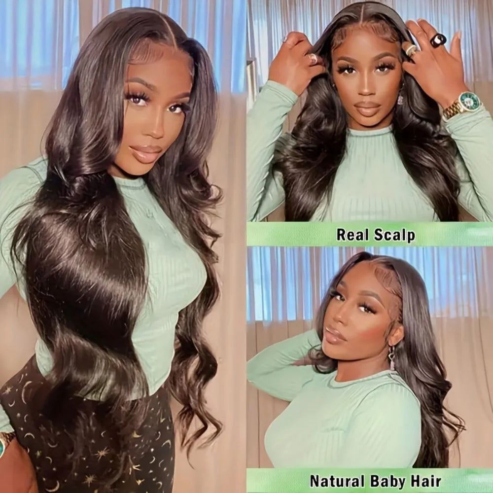 Peruca V-part cabelo humano ondeulado body wave-sem cola glueless