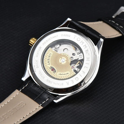 Orient Double Lion Watch Japanese Fully Automatic Mechanical Watch Hollowed Out Business Men's Watch Leather Strap