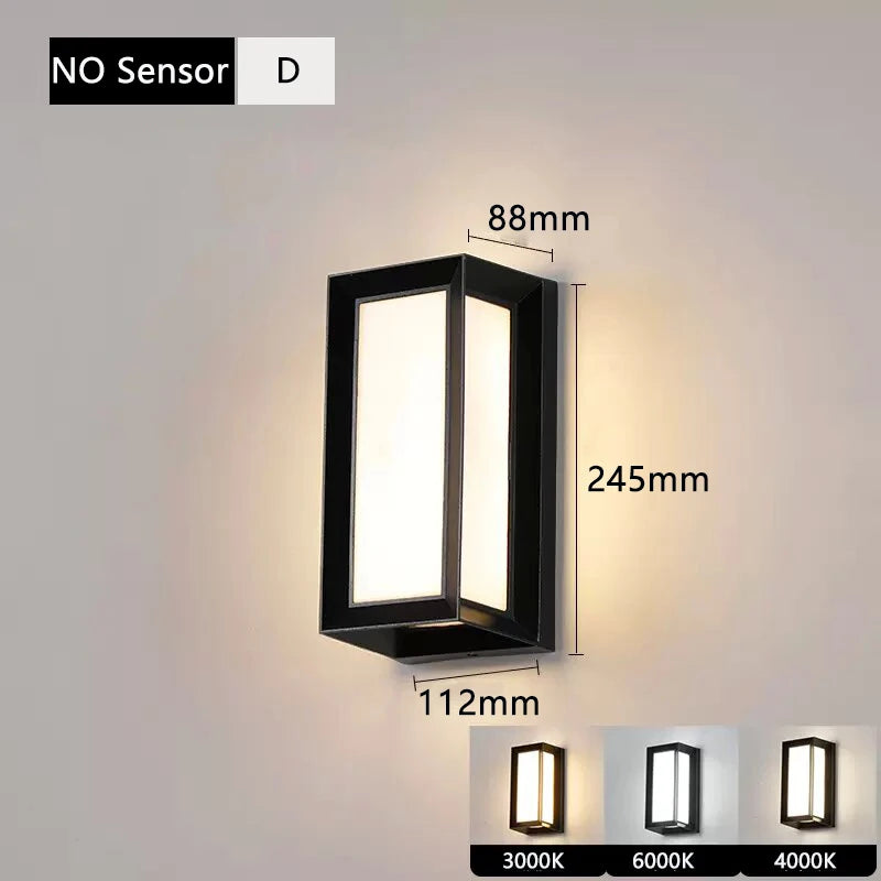 Led Outdoor Wall Light Waterproof IP65 Motion Sensor Led Outdoor Lighting Porch Lights Balcony Garden Lights Outdoor Wall Lamp