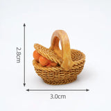 1pc Mini Simulated Rattan Basket Model DIY Creative Dollhouse Dessert Shop Food Vegetable Ornaments Craft Kitchen Decoration