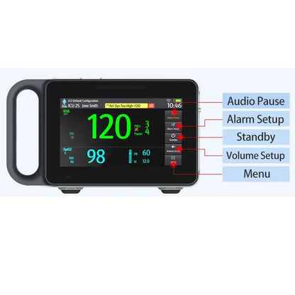 7 inch Touch screen Newborn adult /VET Use portable 6-parameter ECG/NIBP/PR/SPO2/RESP/TEMP patient monitor vital sign monitor