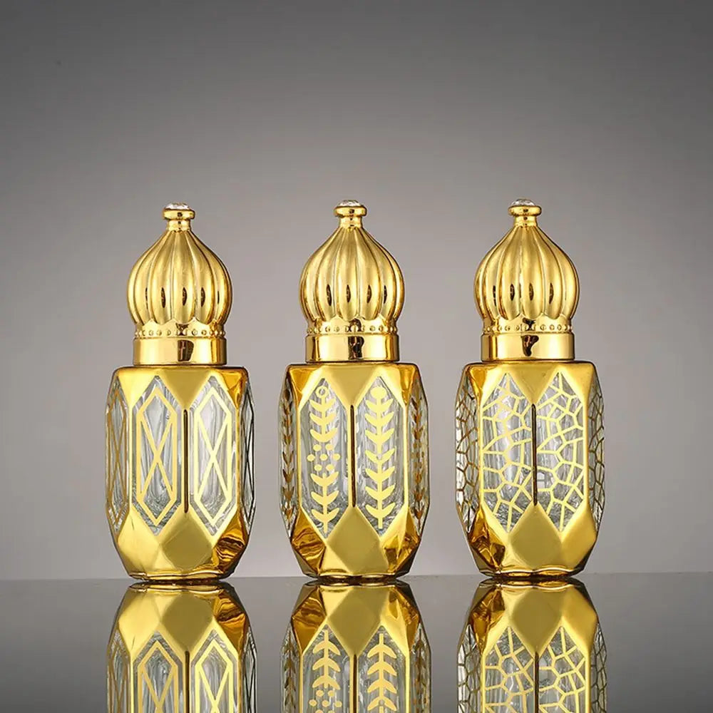 6ml Luxury Style Golden Refillable Perfume Bottles Glass Roll-on Essential Oil Bottle Empty Cosmetics Sample Test Container