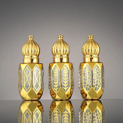 6ml Luxury Style Golden Refillable Perfume Bottles Glass Roll-on Essential Oil Bottle Empty Cosmetics Sample Test Container