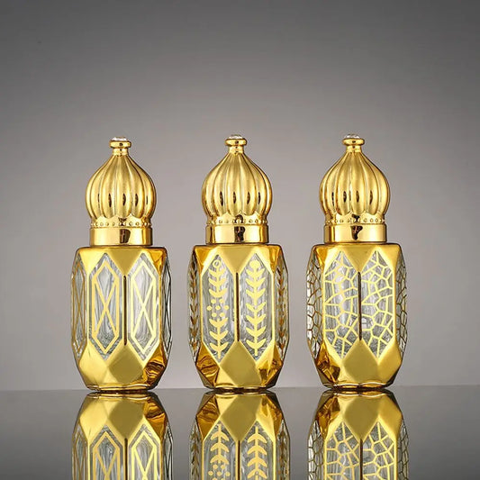 6ml Luxury Style Golden Refillable Perfume Bottles Glass Roll-on Essential Oil Bottle Empty Cosmetics Sample Test Container